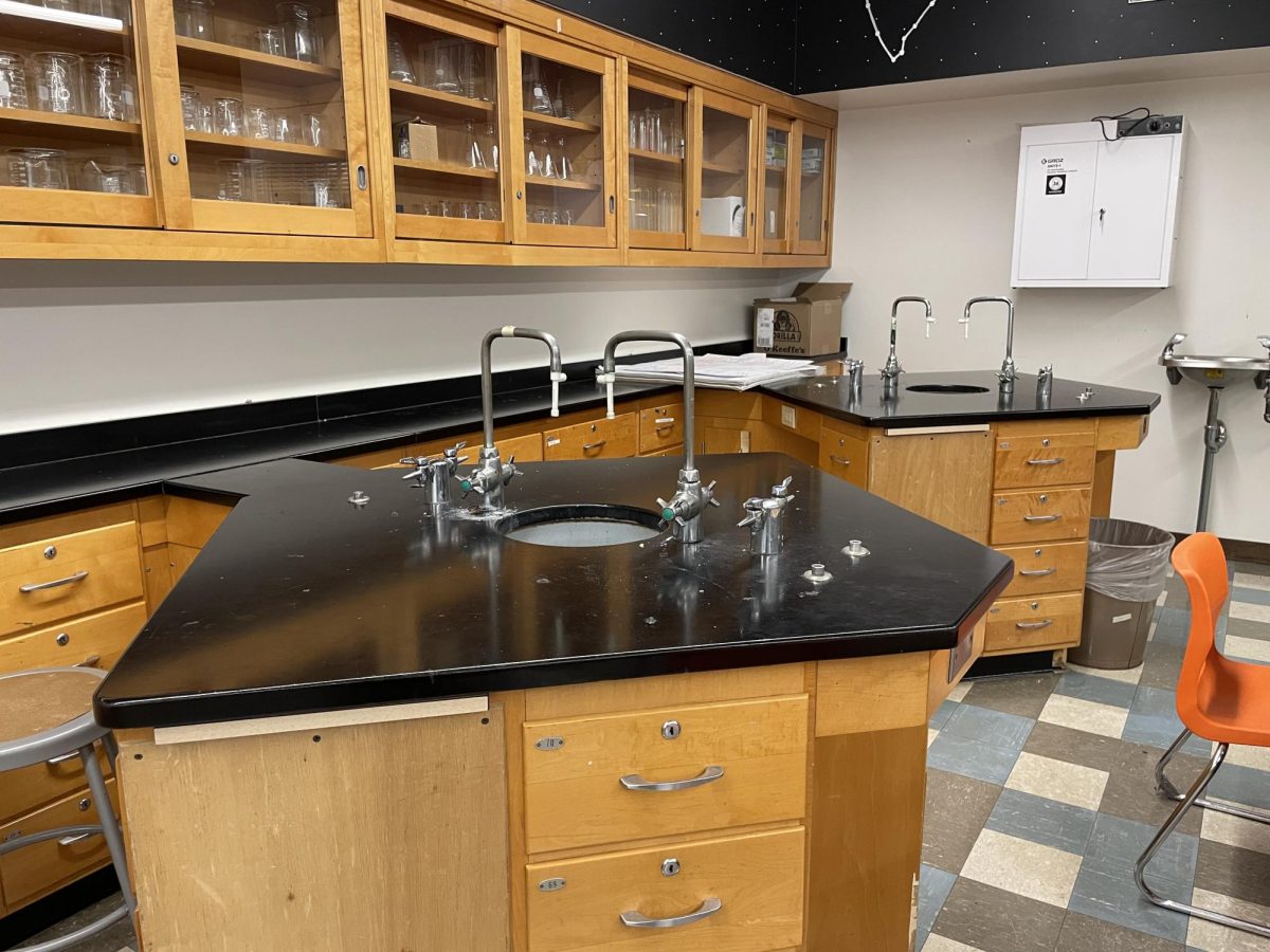 Lab tables in Mr. Greggory's room that will be removed.