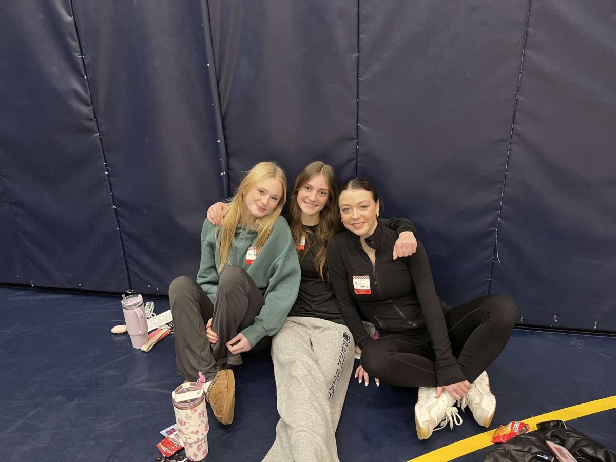 From left to right: Ava Senseny, Landrey Delillo, Mia Ulmer after donating blood. Photo provided by Mia Ulmer.